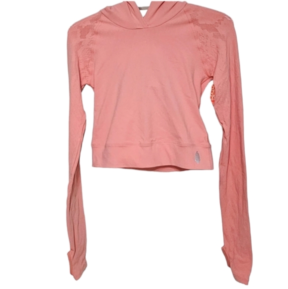 Free People Movement Lucky Layer Cutout Back Crop Hoodie in Crush Blush - Picture 5 of 13
